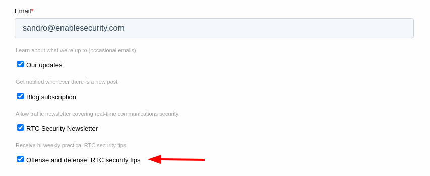 Subscribe to the RTC security tips list