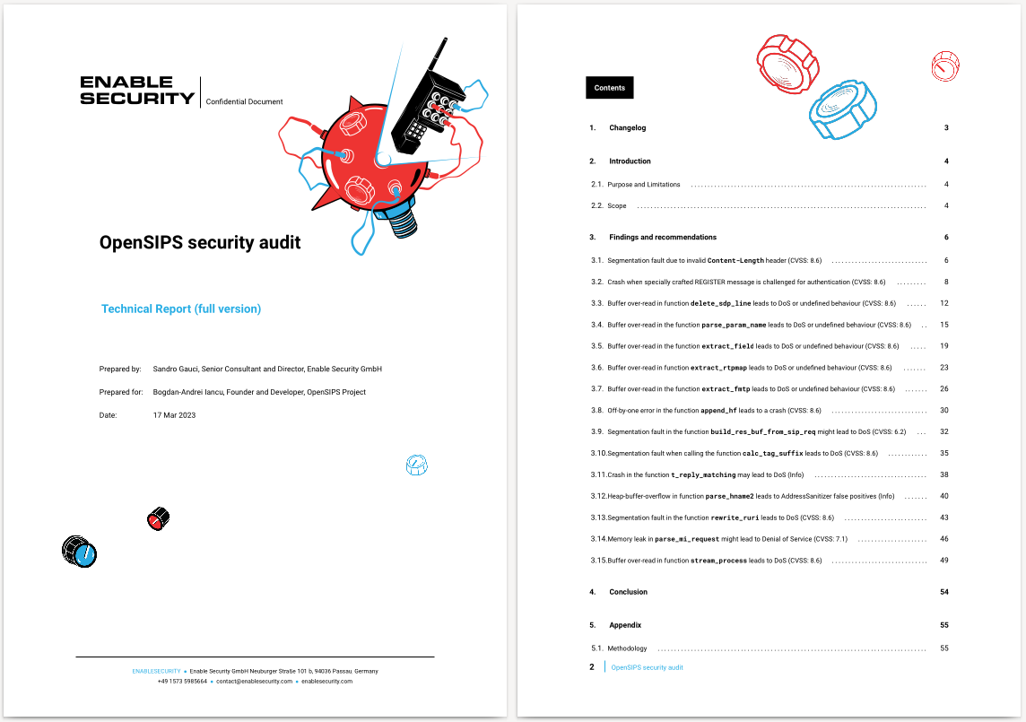 OpenSIPS security audit report front page